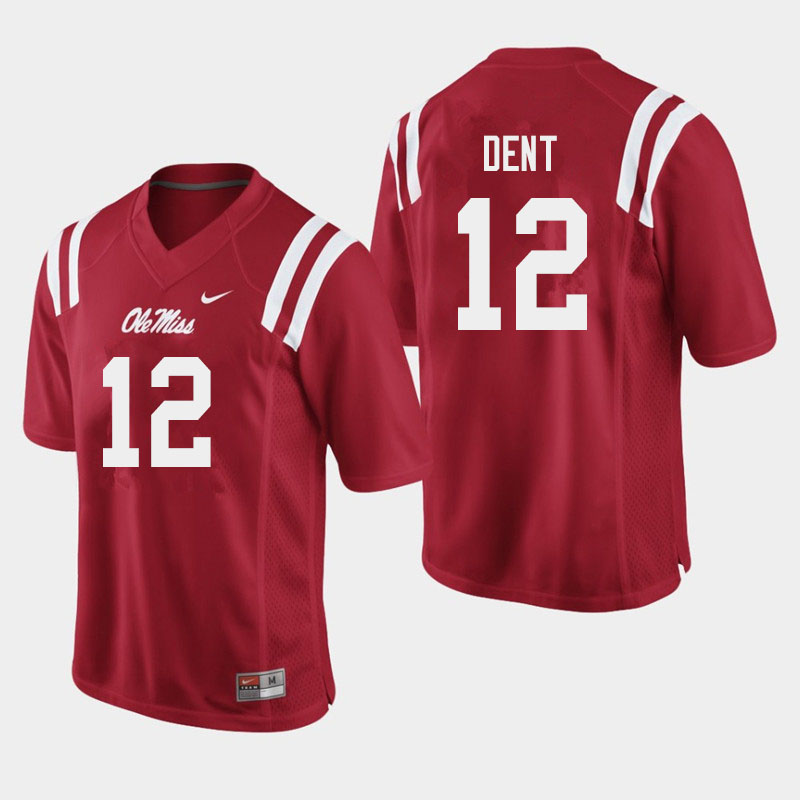 Men #12 Kinkead Dent Ole Miss Rebels College Football Jerseys Sale-Red